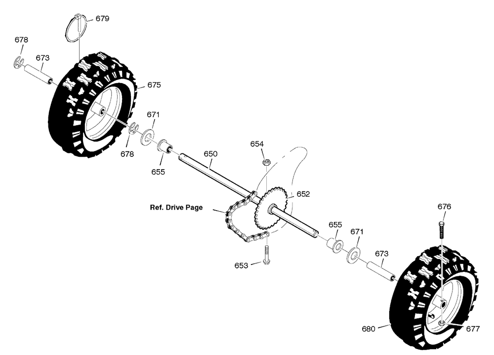 Wheels Diagram and Parts List for 629106X61A 2005 Briggs and Stratton Snow Blower